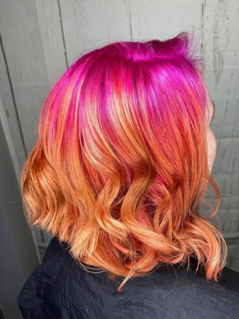 Pink To Orange Short Curly Hair